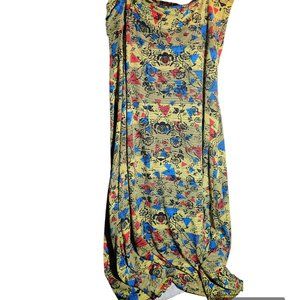 yellow maxi skirt w/ red & blue triangles/stripes/roses, Lularoe, size 3XL